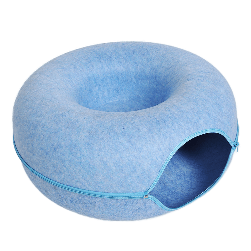 Luxurious Donut Cat Bed for Social & Solitary Cats - Ultimate Comfort-Cat Bed-Blue-20 inch-10-Colydia