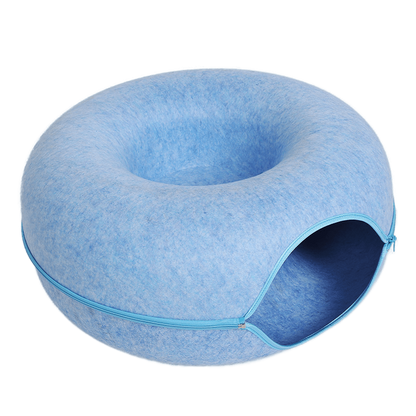 Luxurious Donut Cat Bed for Social & Solitary Cats - Ultimate Comfort-Cat Bed-Blue-20 inch-10-Colydia