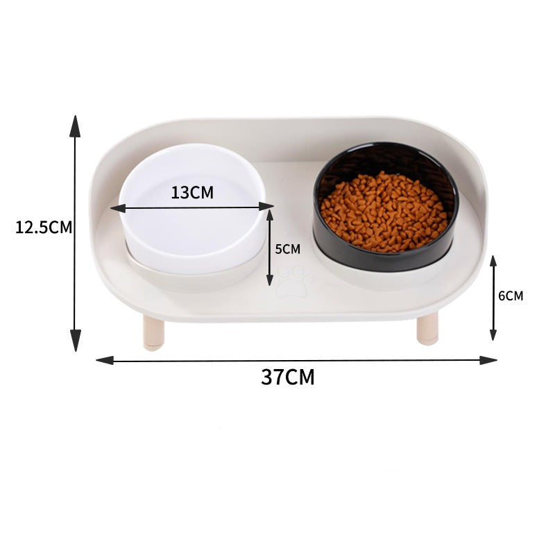 Elevated Essence Ergonomic Pet Dining Station-Pet Dining Station-Off-White Base + Black and White Bowl (3 heights)-6-Colydia