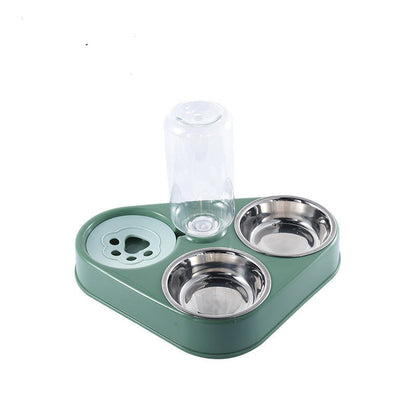 Savory Feast Stainless Steel Pet Feeding Station with Automatic Water Dispenser-Pet Feeding Station-Green-7-Colydia