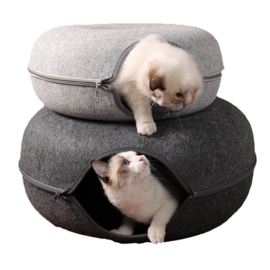 Luxurious Donut Cat Bed for Social & Solitary Cats - Ultimate Comfort-Cat Bed-1-Colydia