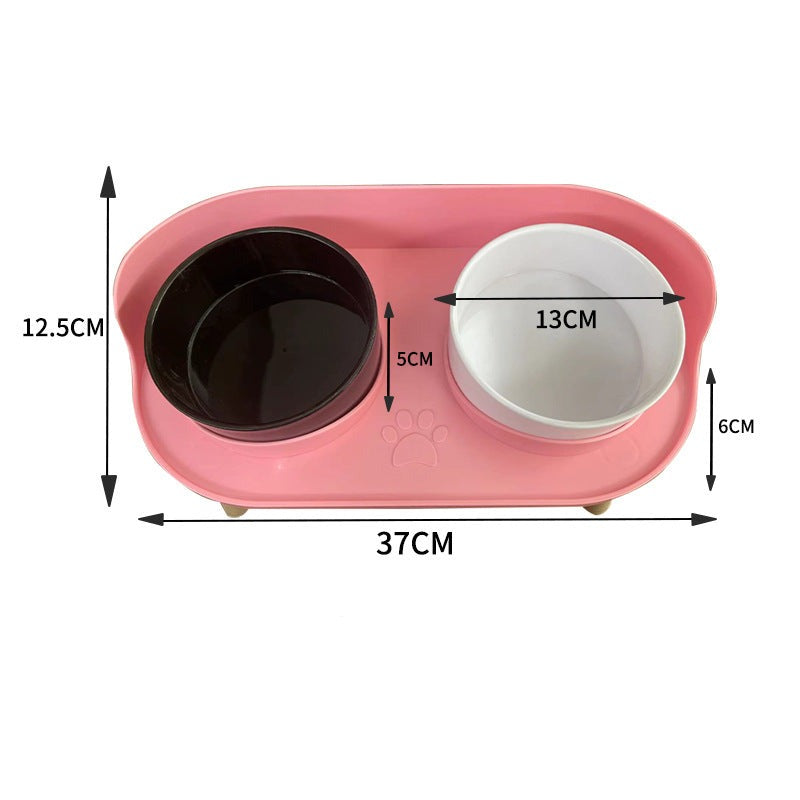 Elevated Essence Ergonomic Pet Dining Station-Pet Dining Station-Pink Base + Black and White Bowl-10-Colydia