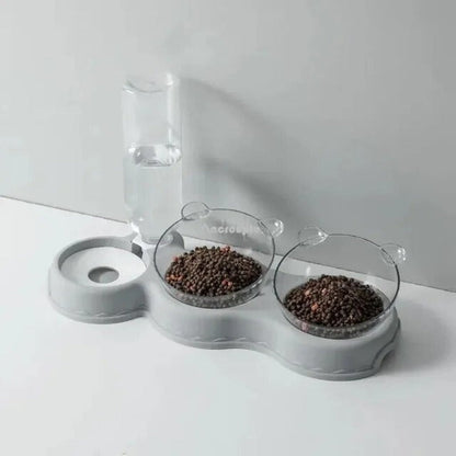 AquaPurr Elegance Cat Hydration & Feeding Station-Cat Water Feeder Bowl-Gray-6-Colydia