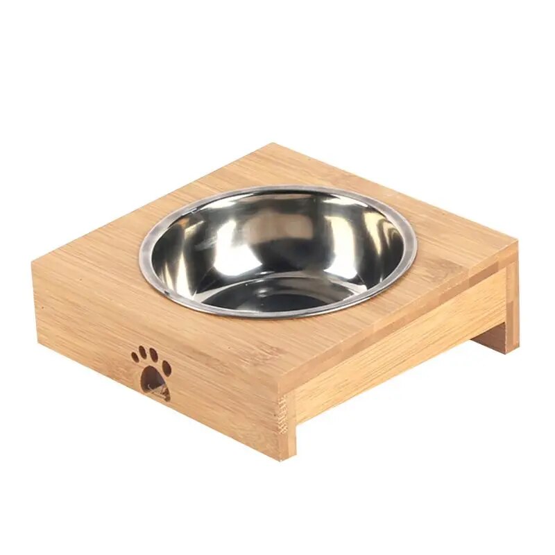 Bamboo Bliss Elevated Cat Bowl-Elevated Cat Bowl-Bamboo Trumpet-Stainless steel single bowl-12-Colydia