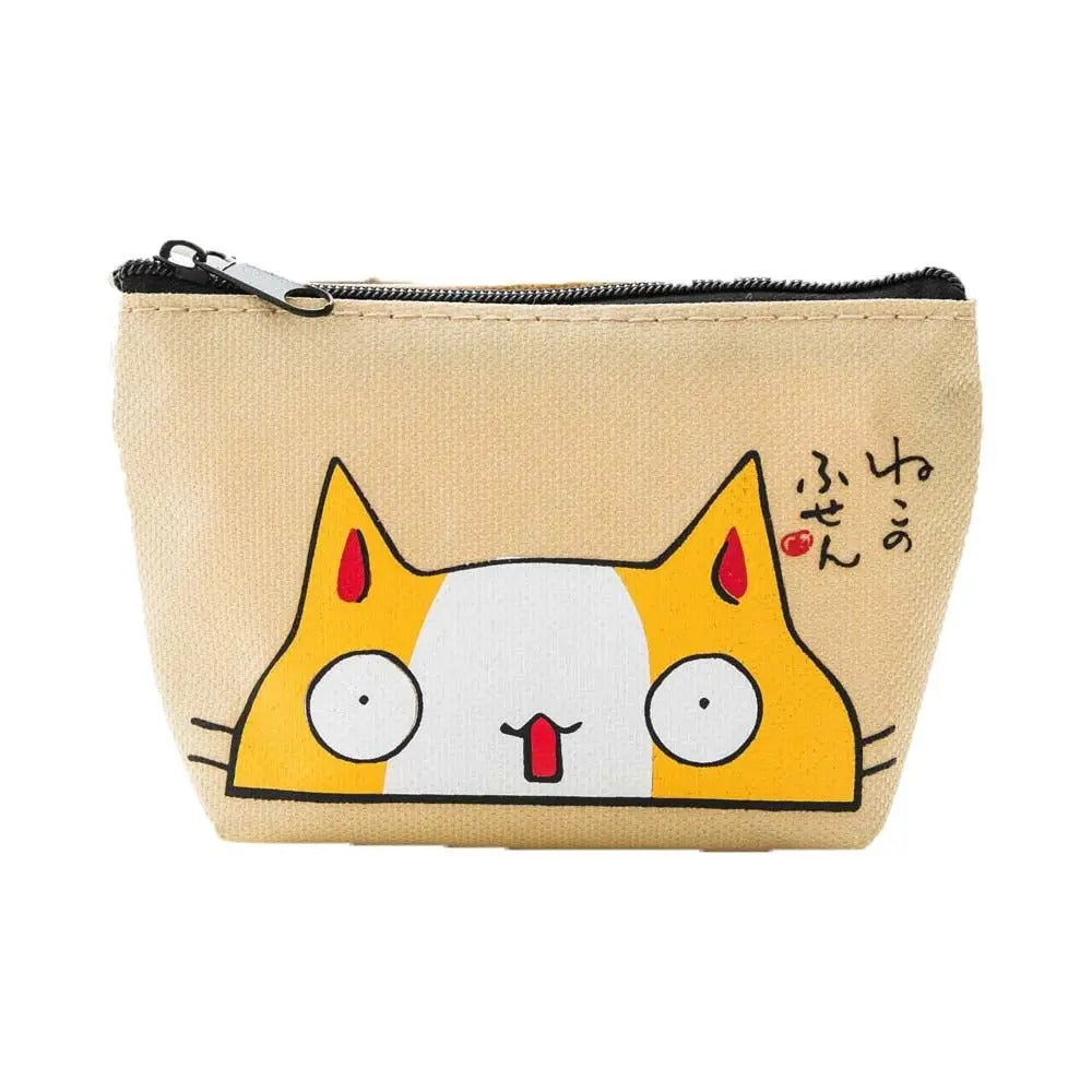 Cute Linen Kawaii Cat Wallet - Compact, Functional & Adorable Design-Cat Wallet-Apricot-9-Colydia