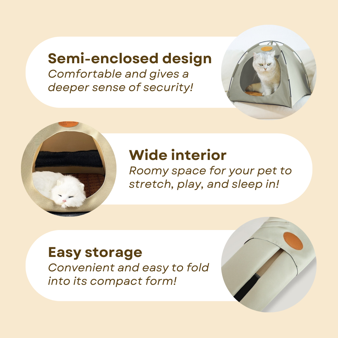 Cozy Cat Retreat Tent: Portable, Easy Setup for Play, Sleep & Travel-Cat Tent-3-Colydia