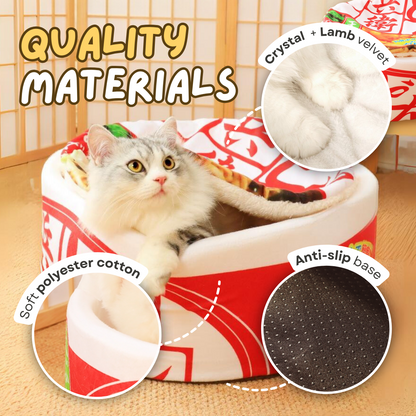 Adorable Ramen Cat Bed - Ultimate Comfort for Your Furry Companion-Cat Bed-4-Colydia