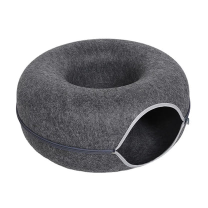 Durable Felt Pet Cave with Zipper - Spacious Cat Hideout for Two-Pet Bed/Cat Cave-Black-L-9-Colydia