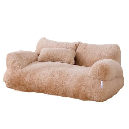 Plush Velvet Cat Sofa with Removable Cover & Pillow for Comfort-Cat Sofa-Coffee-M(55x38x18cm)-6-Colydia