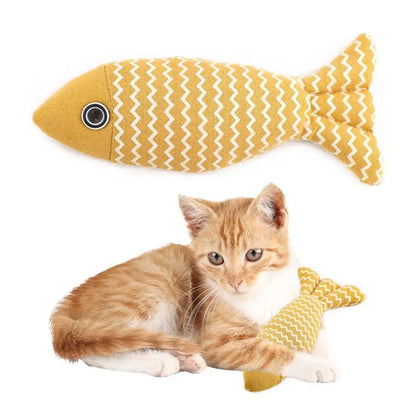 Plush Cat Toy Fish with Catnip - Durable, Realistic, Linen Fabric-Cat Toy-Yellow-7-Colydia