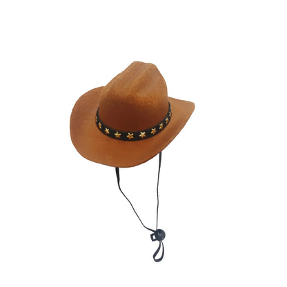 Cowboy-Themed Pet Hat for Cats & Small Dogs - Adjustable Fit-Pet Apparel-Brown-6-Colydia