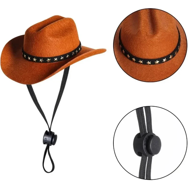 Cowboy-Themed Pet Hat for Cats & Small Dogs - Adjustable Fit-Pet Apparel-3-Colydia