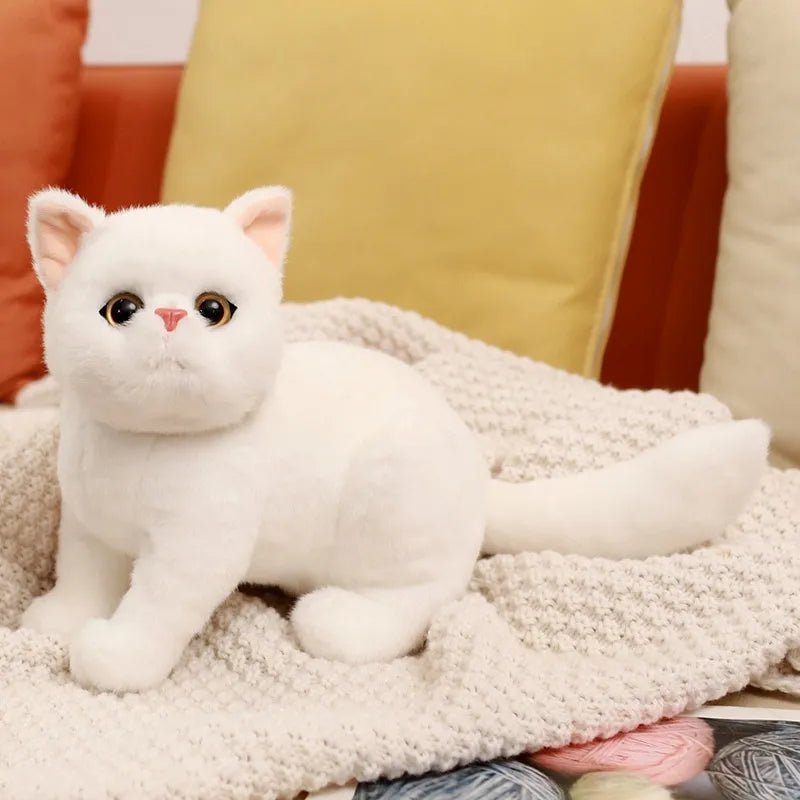 Adorable White Kitten Plush Toy - Soft, Realistic, 26 cm Cuddly Companion-Plush Toy-1-Colydia