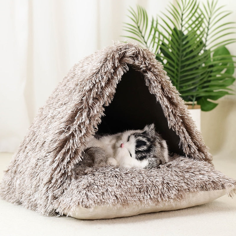 Cozy Indoor Cat House with Soft Plush & Cushion | Nonslip Base-Indoor Cat House-2-Colydia