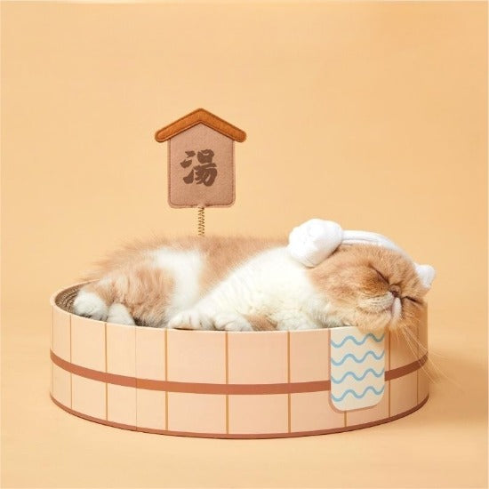 Kawaii Cat Onsen Tub: Scratcher & Bed with Cute Instagram Turban-Cat Scratcher Bed-1-Colydia