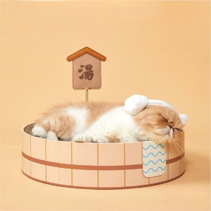 Kawaii Cat Onsen Tub: Scratcher & Bed with Cute Instagram Turban-Cat Scratcher Bed-1-Colydia