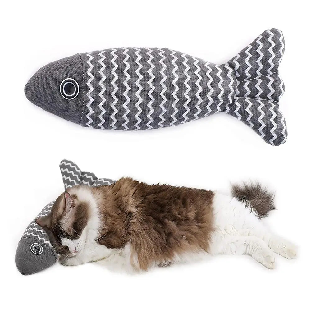 Plush Cat Toy Fish with Catnip - Durable, Realistic, Linen Fabric-Cat Toy-Gray-6-Colydia