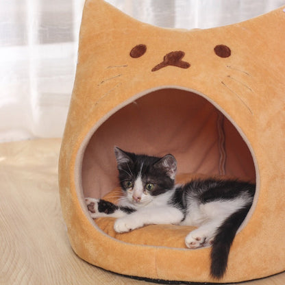 Adorable Sitting Cat-Shaped Niche with Cushion for Feline Comfort-Cat Bed-8-Colydia