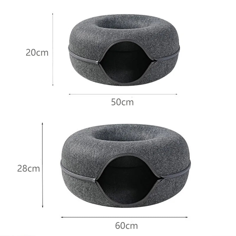 Durable Felt Pet Cave with Zipper - Spacious Cat Hideout for Two-Pet Bed/Cat Cave-8-Colydia