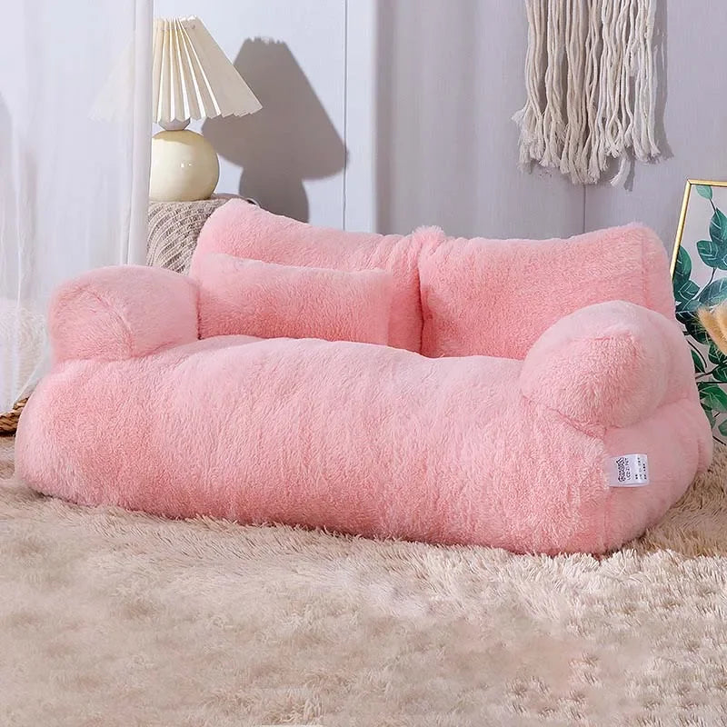 Plush Velvet Cat Sofa with Removable Cover & Pillow for Comfort-Cat Sofa-5-Colydia