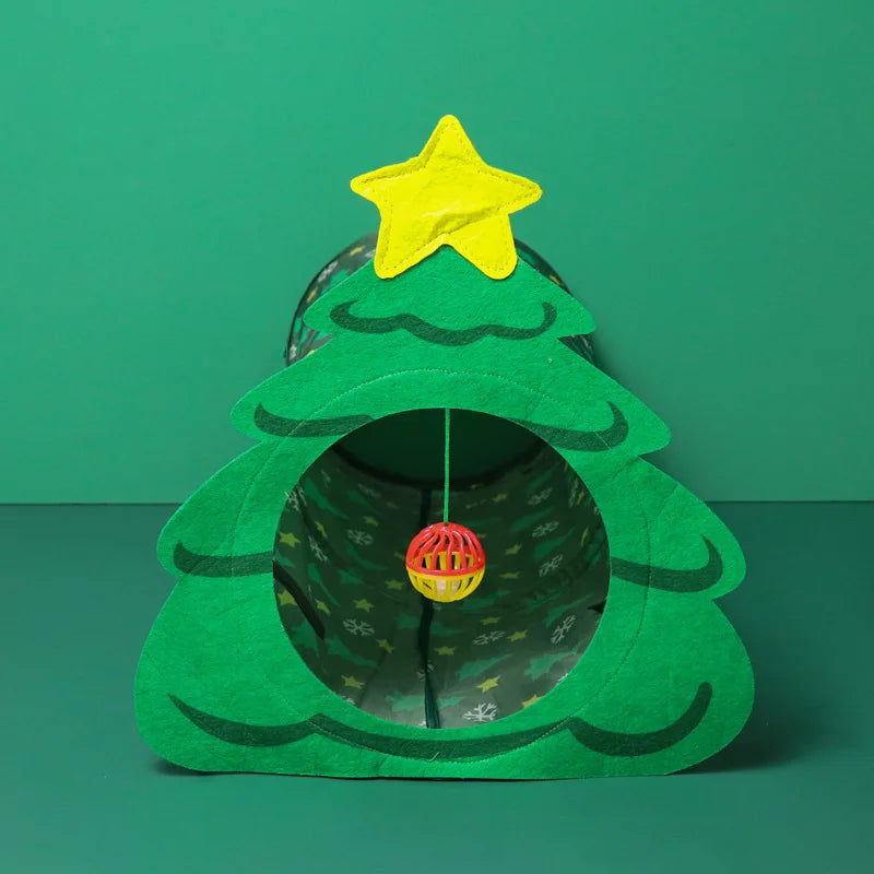 Festive Cat Tunnel Tree – Cozy Holiday Hideaway for Feline Fun-Cat Tunnel-Christmas tree-25x50cm-2-Colydia