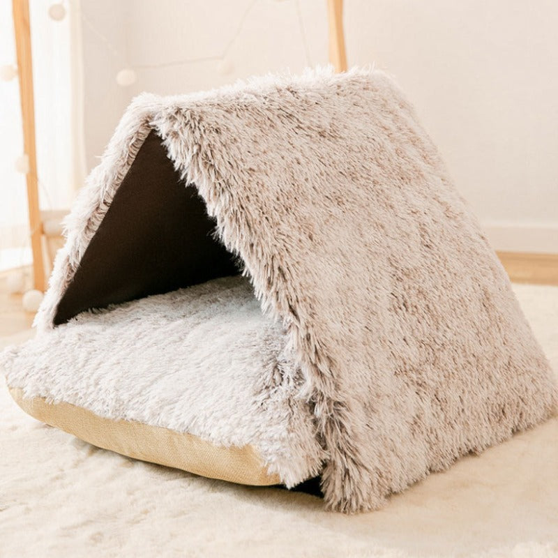 Cozy Indoor Cat House with Soft Plush & Cushion | Nonslip Base-Indoor Cat House-5-Colydia