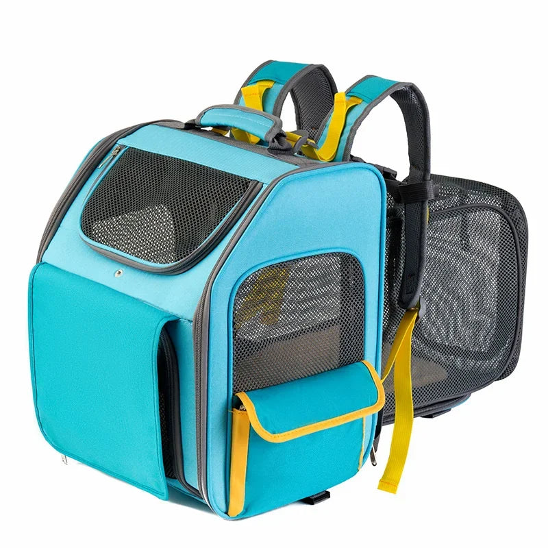 Expandable Cat Carrier with Enhanced Comfort and Safety Features-Expandable Cat Carrier-Blue-1-Colydia