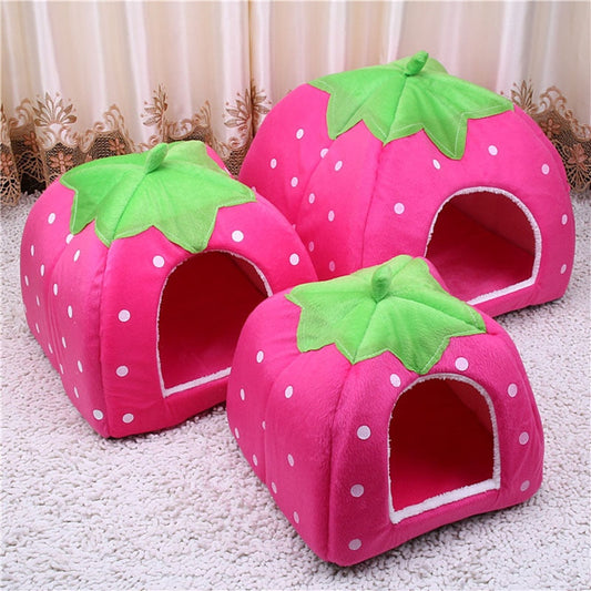 Cozy Strawberry Cat Bed - Cute, Comfy, and Washable for Cats-Cat Bed-1-Colydia