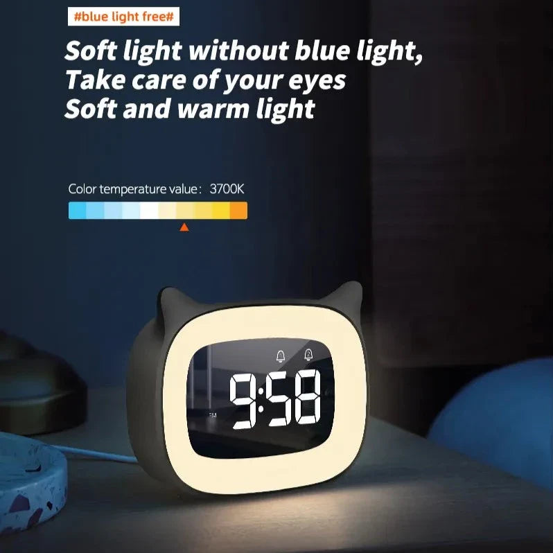 Adorable Cat Alarm Clock with USB Charging & Night Light-Product Type: Alarm Clock-6-Colydia