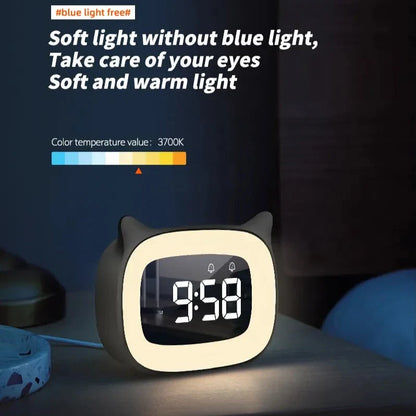 Adorable Cat Alarm Clock with USB Charging & Night Light-Product Type: Alarm Clock-6-Colydia