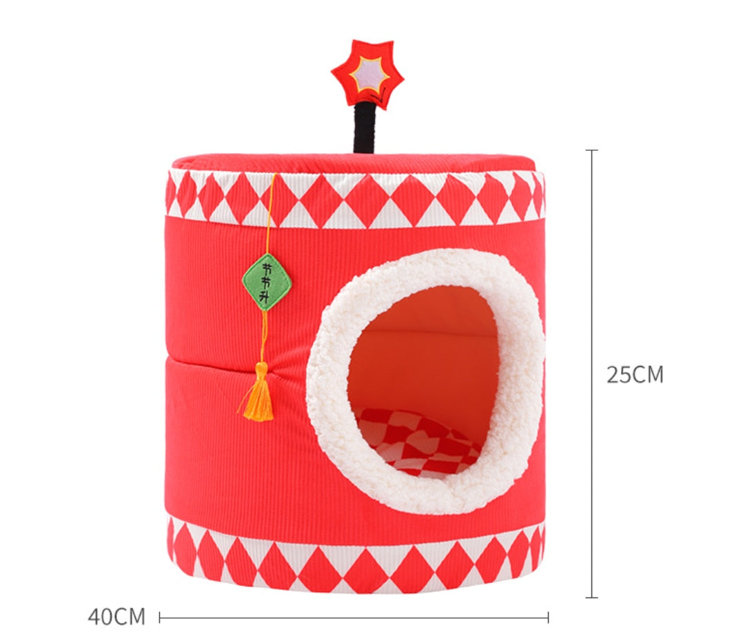 Circus-Themed Cozy Pet Bed - Playful Design for Small Animals-Cozy Pet Bed-D-4-Colydia