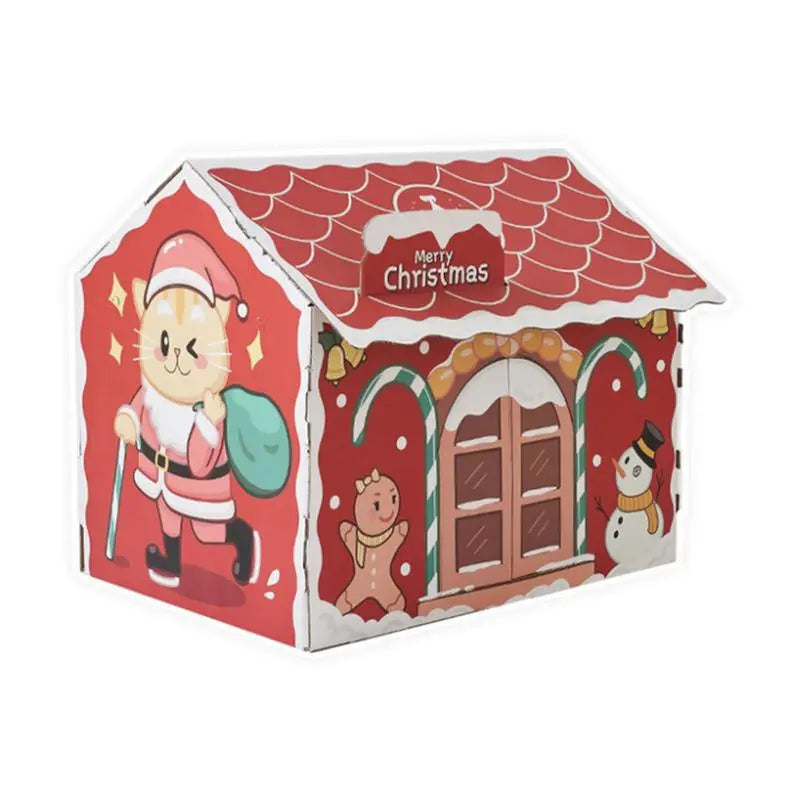 Holiday-Themed Cat Scratching House - Santa Claws Design for Felines-Cat Scratching House-2-Colydia