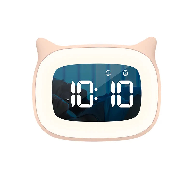 Adorable Cat Alarm Clock with USB Charging & Night Light-Product Type: Alarm Clock-Pink-8-Colydia