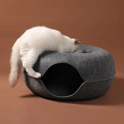 Durable Felt Pet Cave with Zipper - Spacious Cat Hideout for Two-Pet Bed/Cat Cave-2-Colydia