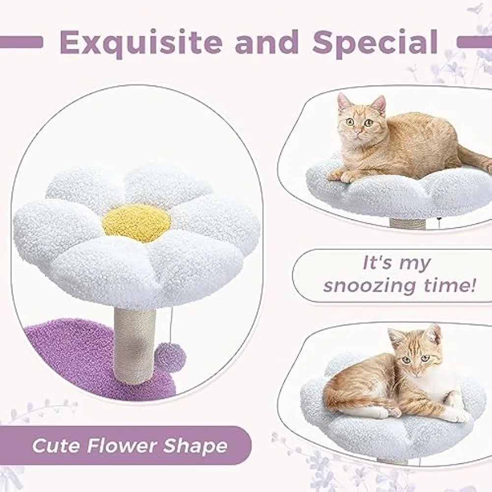 Unique Flower Cat Tree - Purple & White, Durable, Easy Assembly-Cat Tree-3-Colydia