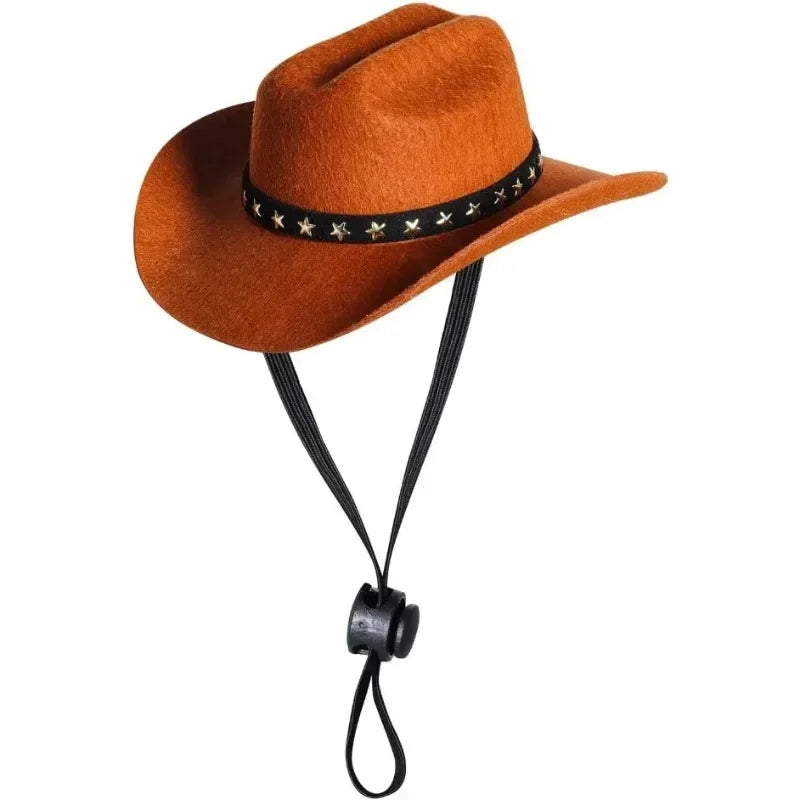 Cowboy-Themed Pet Hat for Cats & Small Dogs - Adjustable Fit-Pet Apparel-2-Colydia