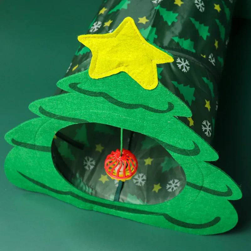 Festive Cat Tunnel Tree – Cozy Holiday Hideaway for Feline Fun-Cat Tunnel-Christmas tree-25x50cm-4-Colydia