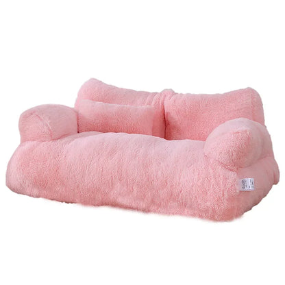 Plush Velvet Cat Sofa with Removable Cover & Pillow for Comfort-Cat Sofa-Pink-M(55x38x18cm)-7-Colydia