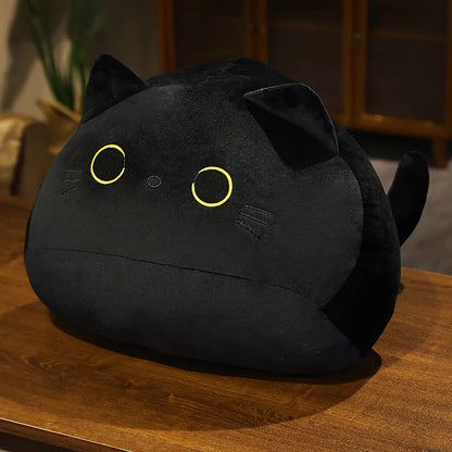 Kawaii Plush Cat Cushion - Soft, Cute, and Versatile Decor-Plush Cat Cushion-Black-18 cm-6-Colydia