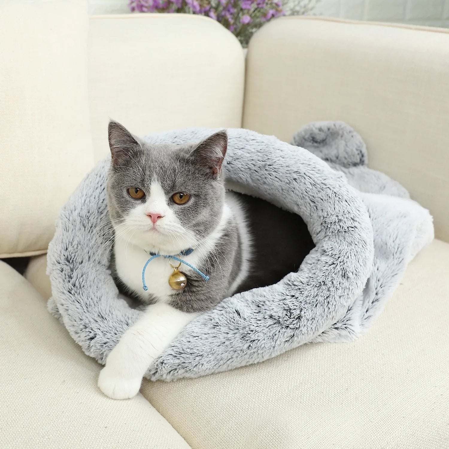 Mouse-Shaped Plush Cat Sleeping Bag - Cozy, Fun, and Easy to Clean-Cat Sleeping Bag-4-Colydia