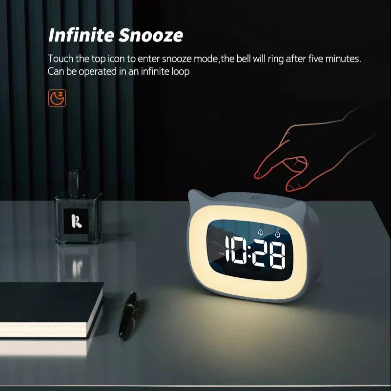 Adorable Cat Alarm Clock with USB Charging & Night Light-Product Type: Alarm Clock-5-Colydia