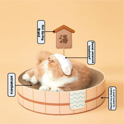 Kawaii Cat Onsen Tub: Scratcher & Bed with Cute Instagram Turban-Cat Scratcher Bed-2-Colydia