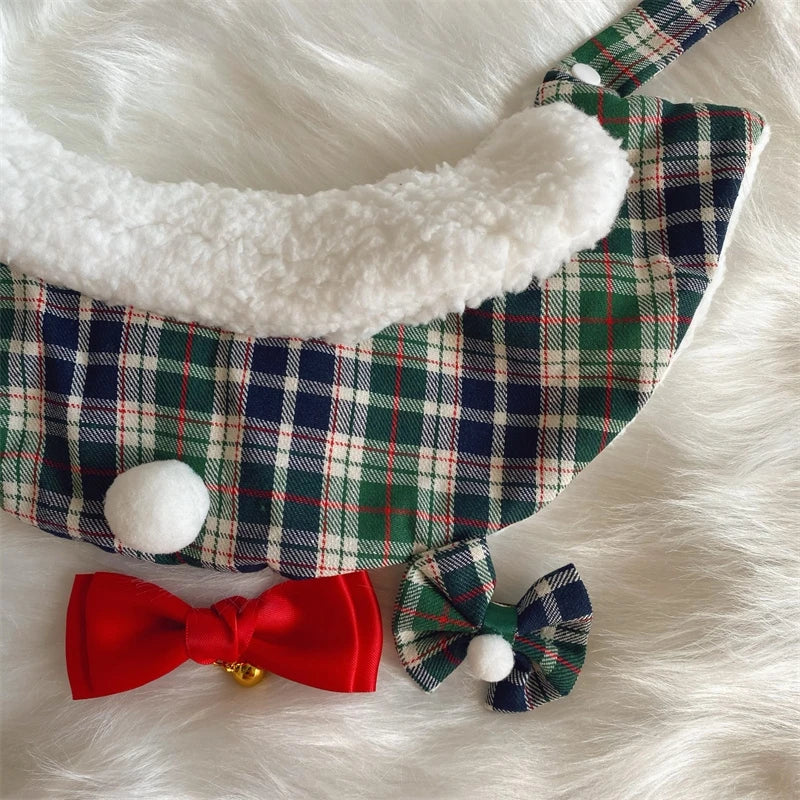 Holiday Tartan Pet Collar with Soft Fleece Lining in Various Sizes-Pet Collar-8-Colydia