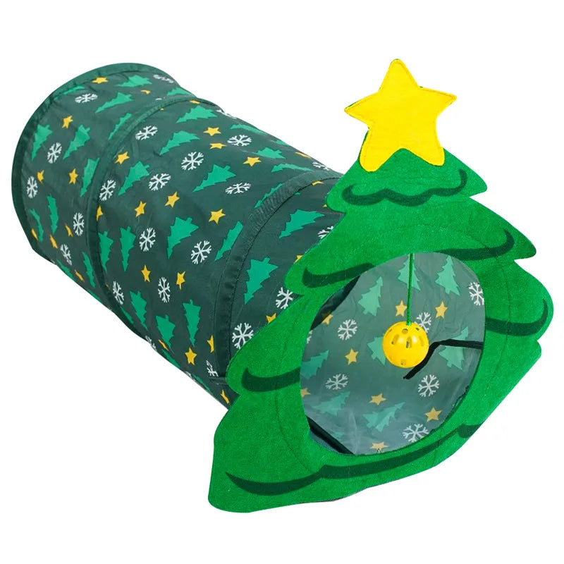 Festive Cat Tunnel Tree – Cozy Holiday Hideaway for Feline Fun-Cat Tunnel-Christmas tree-25x50cm-6-Colydia