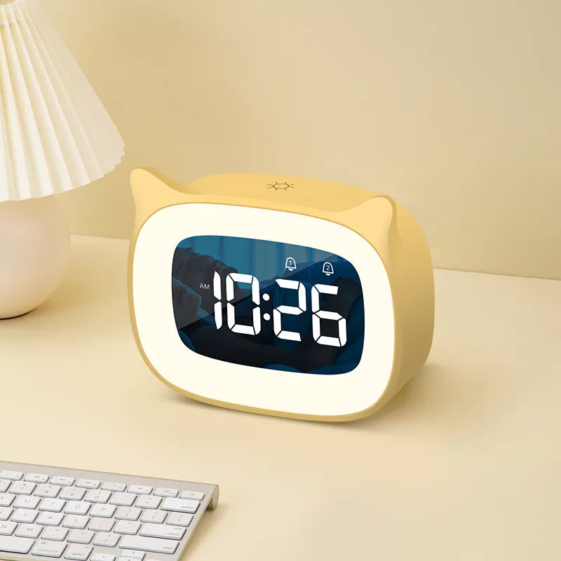 Adorable Cat Alarm Clock with USB Charging & Night Light-Product Type: Alarm Clock-2-Colydia