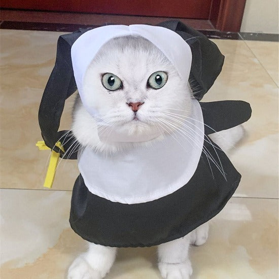 Adorable Nun Costume for Cats & Small Dogs – Ideal for Halloween Fun-Pet Costume-2-Colydia