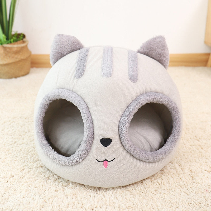 Cat Head Design Niche: Cozy, Non-Slip, Hypoallergenic Shelter-Cat Bed-1-Colydia