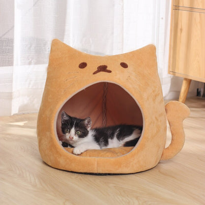 Adorable Sitting Cat-Shaped Niche with Cushion for Feline Comfort-Cat Bed-6-Colydia