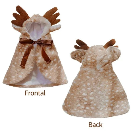 Festive Holiday Elk Cape for Pets | Quick Wear Cat & Dog Outfit-Pet Holiday Costume-S-7-Colydia