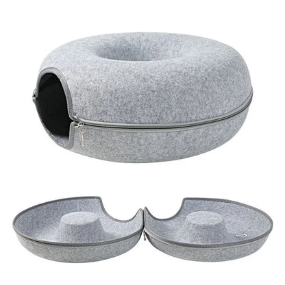 Durable Felt Pet Cave with Zipper - Spacious Cat Hideout for Two-Pet Bed/Cat Cave-7-Colydia